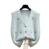 Cuello en V bordado flores punto cardigan chaleco mujer suelto flaco outwear vintage suéter chaleco canaleta outwear Item Picture